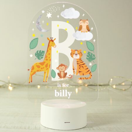 Personalised Animal Alphabet LED Colour Changing Night Light: 5 - LED Lighting By Gift Moments