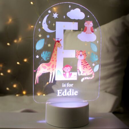 Personalised Animal Alphabet LED Colour Changing Night Light: 4 - LED Lighting By Gift Moments