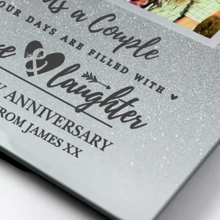 Personalised Anniversary 4x4 Glitter Glass Photo Frame: 5 - Photo Frames By Gift Moments