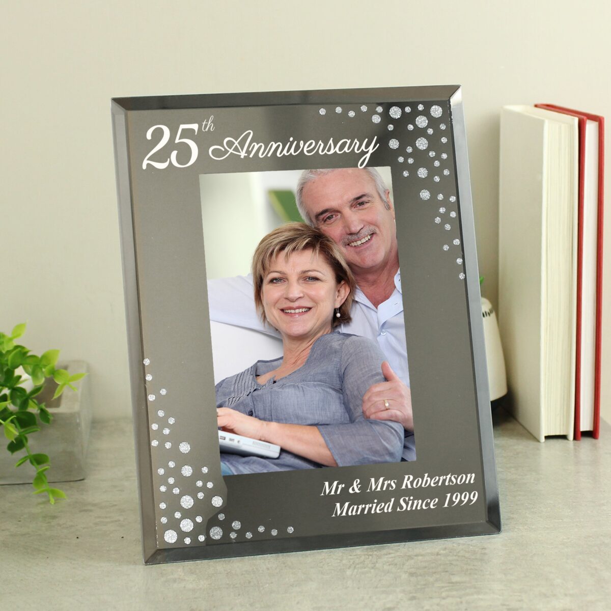 Personalised Anniversary 6x4 Diamante Glass Photo Frame: 1 - Photo Frames By Gift Moments