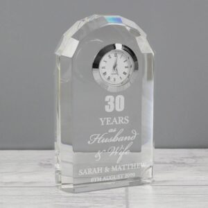 Personalised Anniversary Crystal Clock: 1 - Clocks By Gift Moments