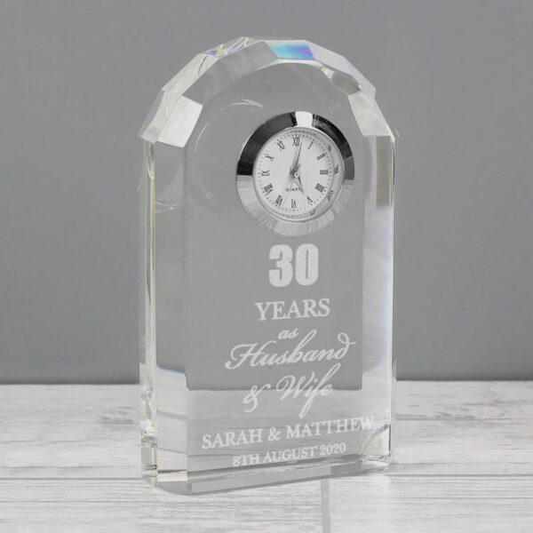 Personalised Anniversary Crystal Clock: 1 - Clocks By Gift Moments