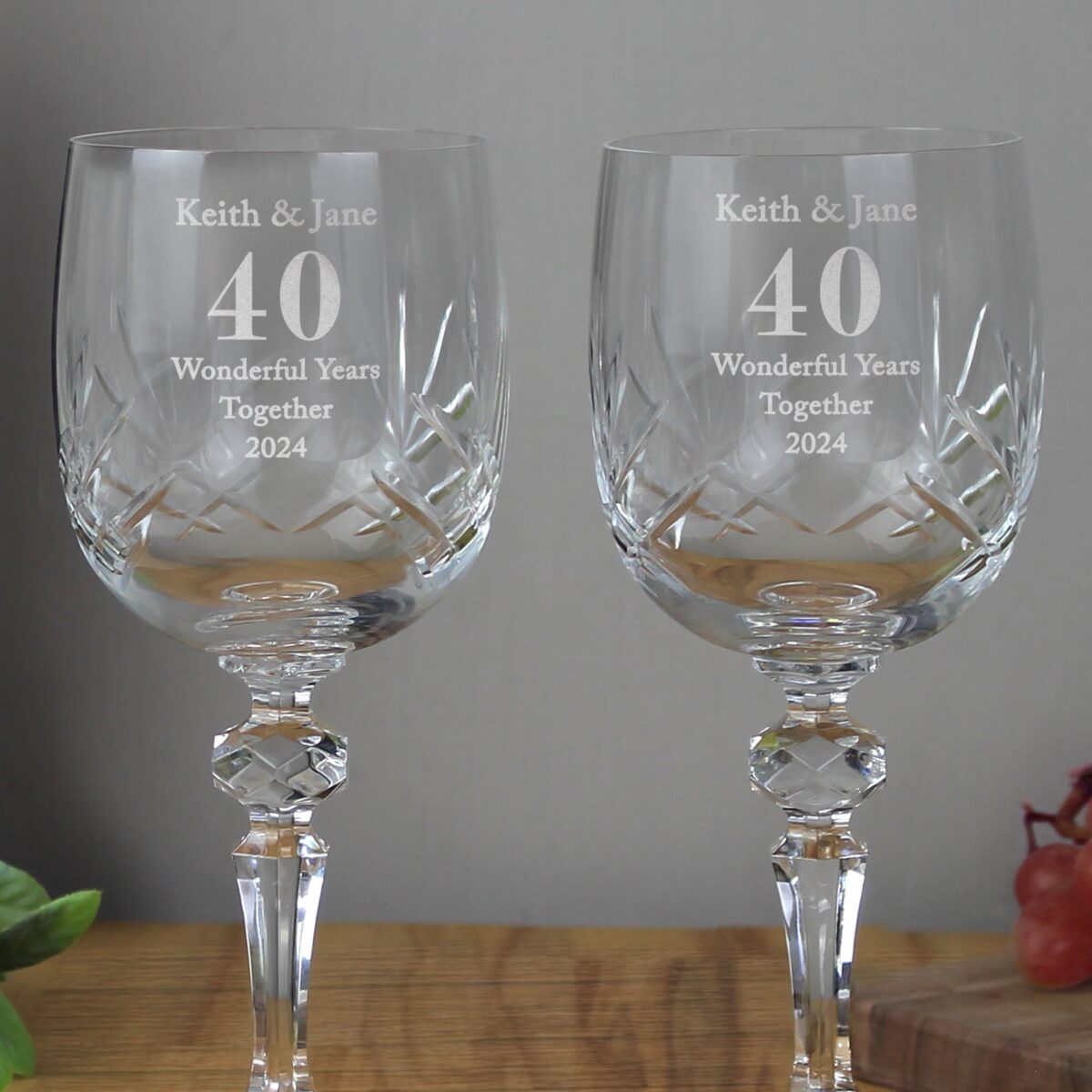 Personalised Anniversary Pair of Crystal Wine Glasses: 1 - Wine Glasses By Gift Moments