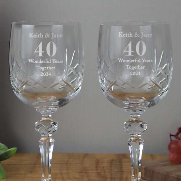 Personalised Anniversary Pair of Crystal Wine Glasses: 1 - Wine Glasses By Gift Moments