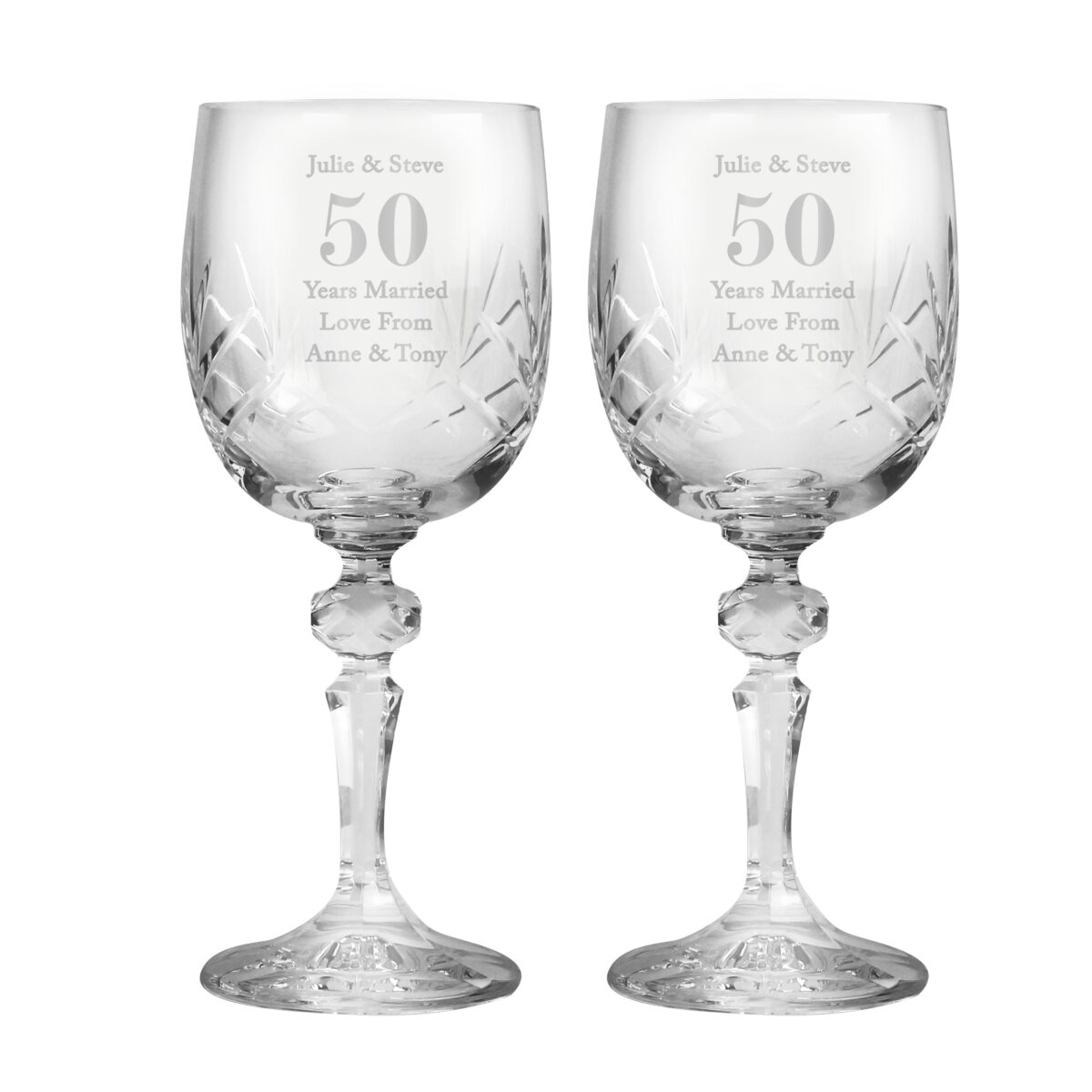 Personalised Anniversary Pair of Crystal Wine Glasses: 4 - Wine Glasses By Gift Moments