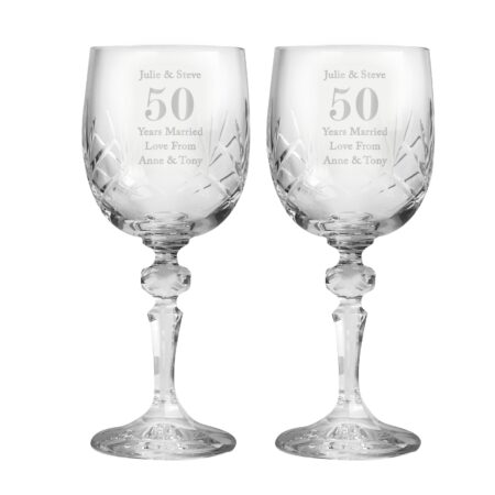 Personalised Anniversary Pair of Crystal Wine Glasses: 4 - Wine Glasses By Gift Moments