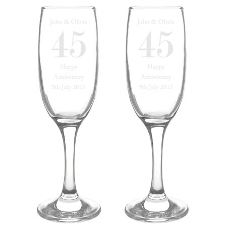 Personalised Anniversary Pair of Flutes: 4 - Champagne Flutes By Gift Moments