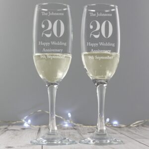 Personalised Anniversary Pair of Flutes: 1 - Champagne Flutes By Gift Moments