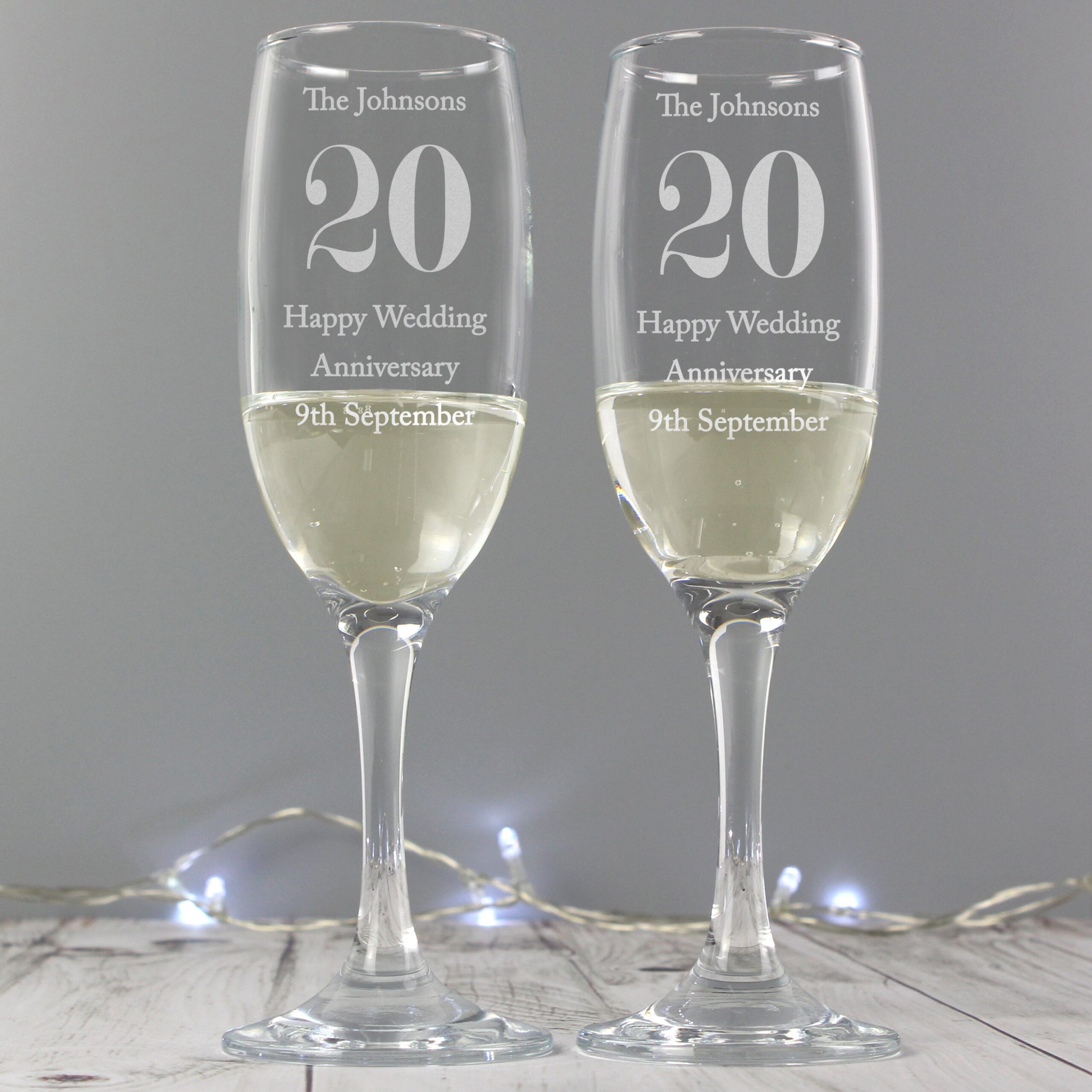 Personalised Anniversary Pair of Flutes: 1 - Champagne Flutes By Gift Moments