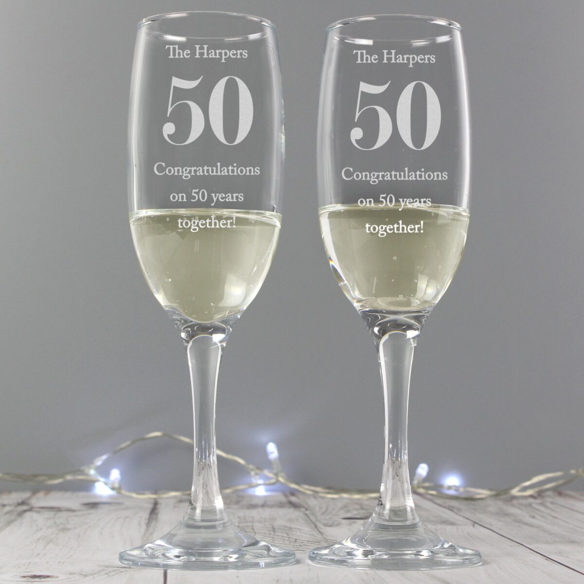 Personalised Anniversary Pair of Flutes: 5 - Champagne Flutes By Gift Moments
