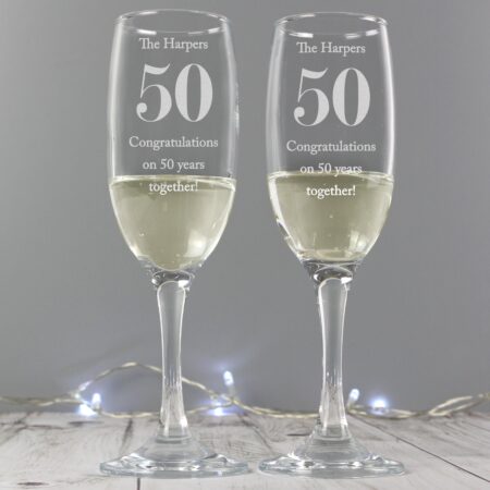 Personalised Anniversary Pair of Flutes: 5 - Champagne Flutes By Gift Moments