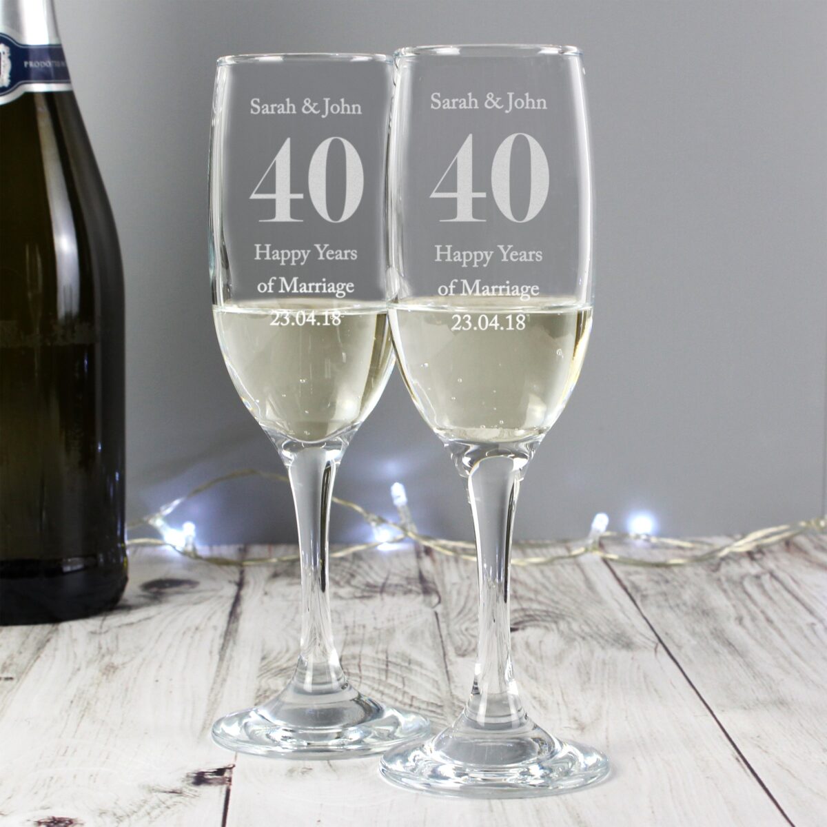Personalised Anniversary Pair of Flutes: 3 - Champagne Flutes By Gift Moments