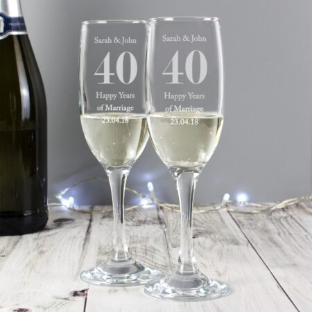 Personalised Anniversary Pair of Flutes: 3 - Champagne Flutes By Gift Moments