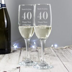 Personalised Anniversary Pair of Flutes: 3 - Champagne Flutes By Gift Moments