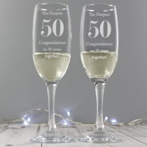 Personalised Anniversary Pair of Flutes: 2 - Champagne Flutes By Gift Moments
