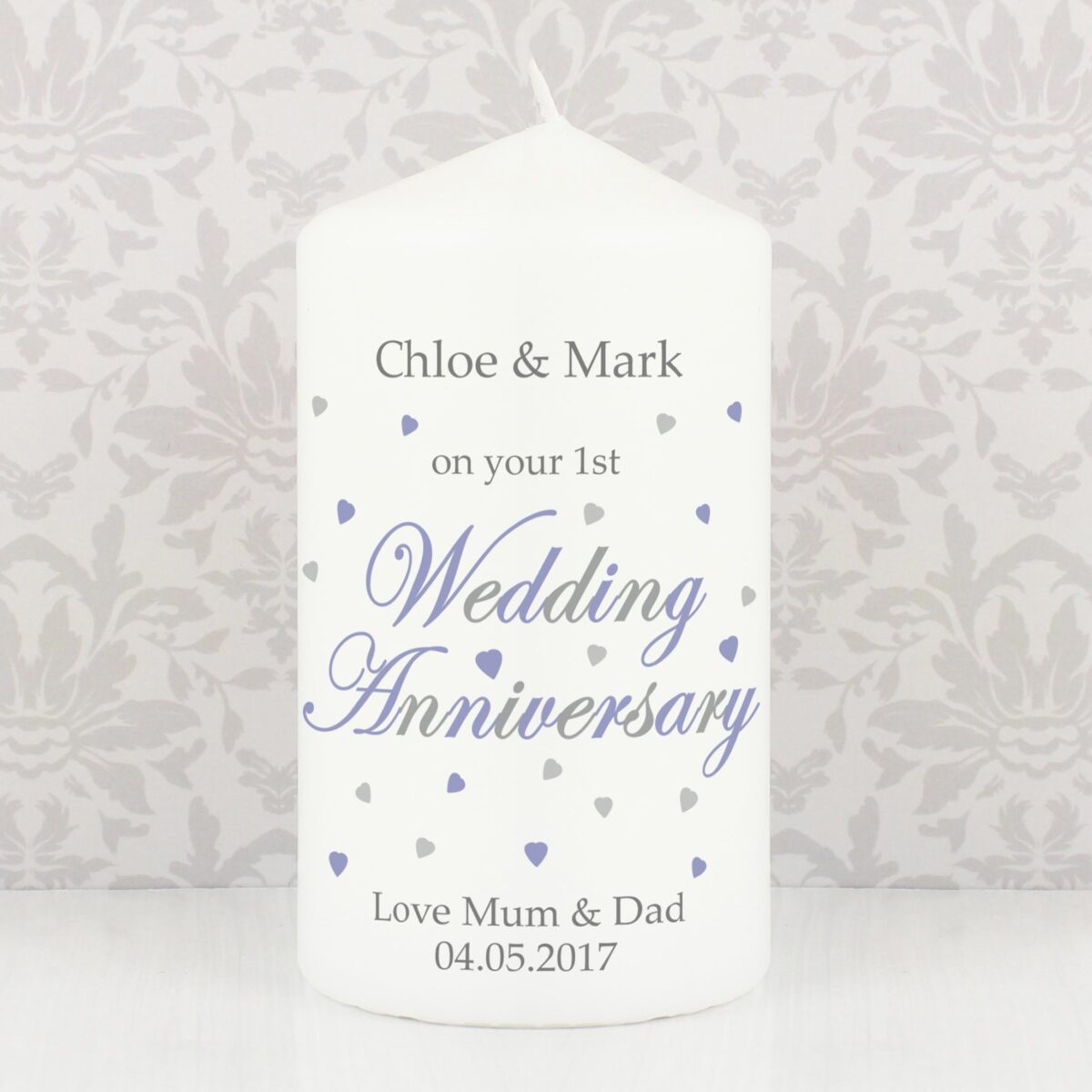 Personalised Anniversary Pillar Candle: 2 - Candles By Gift Moments