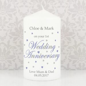 Personalised Anniversary Pillar Candle: 2 - Candles By Gift Moments