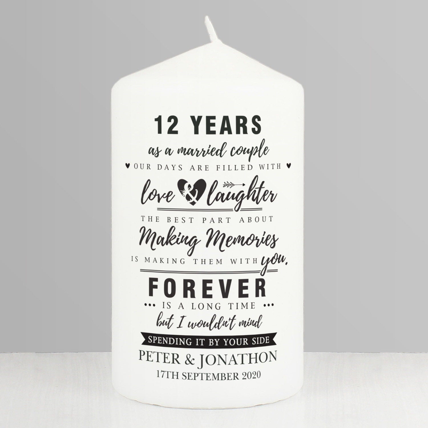 Personalised Anniversary Pillar Candle: 1 - Candles By Gift Moments