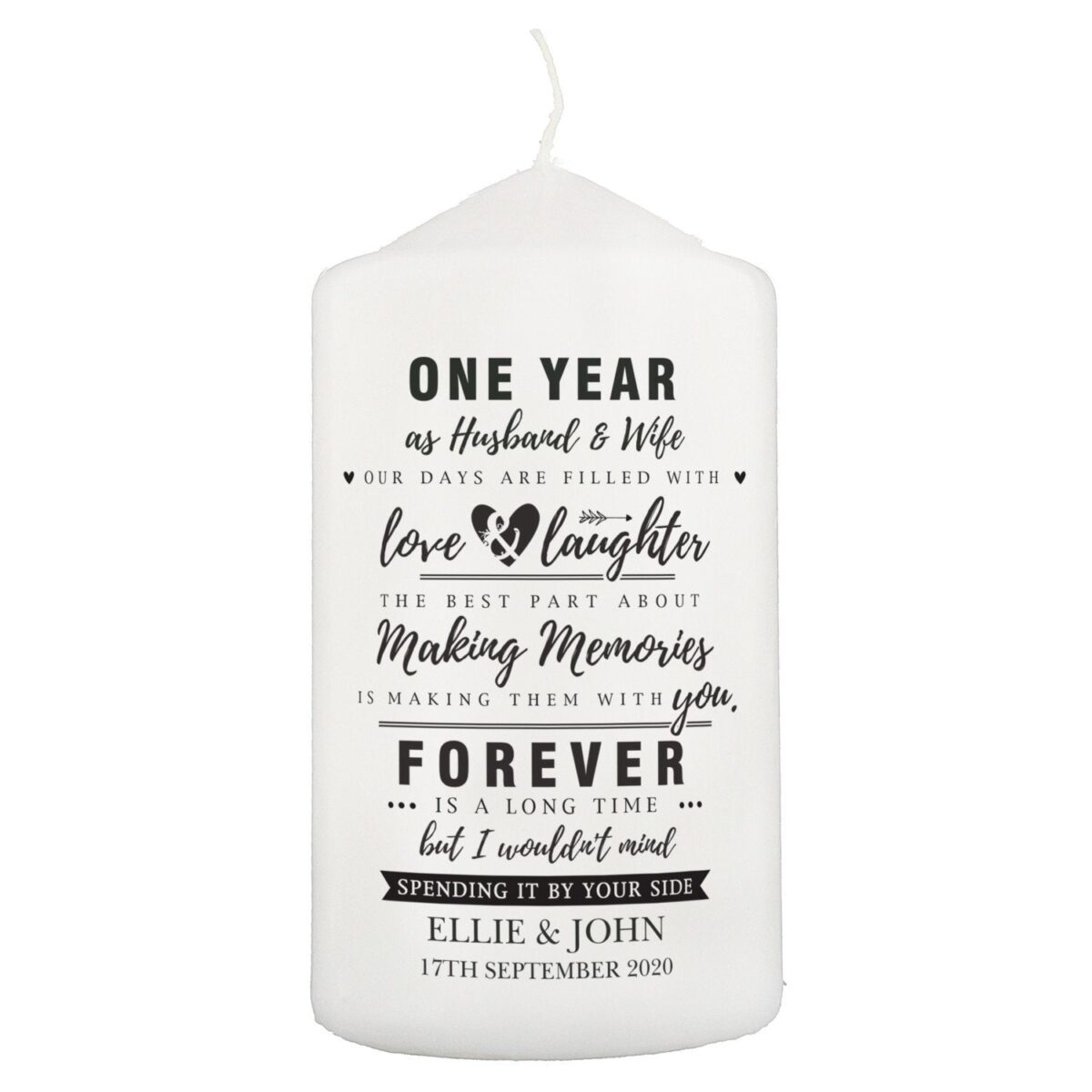Personalised Anniversary Pillar Candle: 3 - Candles By Gift Moments
