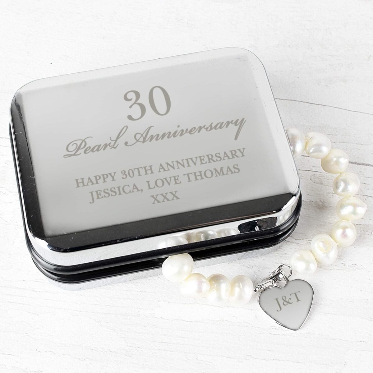 Personalised Anniversary Silver Box and Pearl Bracelet: 3 - Bracelets By Gift Moments