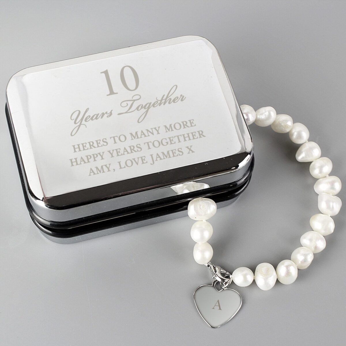 Personalised Anniversary Silver Box and Pearl Bracelet: 2 - Bracelets By Gift Moments