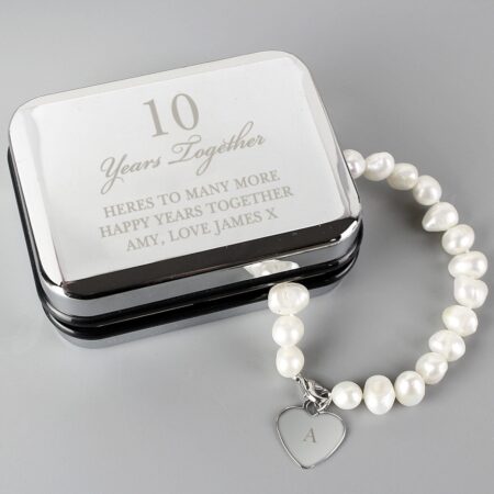 Personalised Anniversary Silver Box and Pearl Bracelet: 2 - Bracelets By Gift Moments