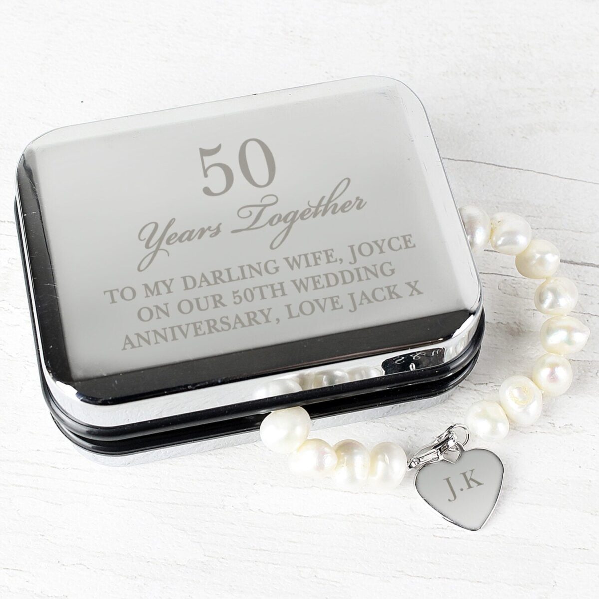 Personalised Anniversary Silver Box and Pearl Bracelet: 1 - Bracelets By Gift Moments