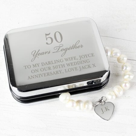 Personalised Anniversary Silver Box and Pearl Bracelet: 1 - Bracelets By Gift Moments