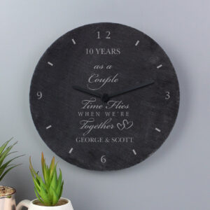 Personalised Anniversary Slate Clock: 4 - Clocks By Gift Moments