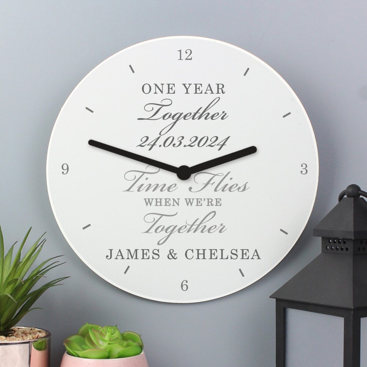 Personalised anniversary wooden clock