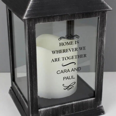 Personalised Antique Scroll Rustic Black Lantern: 2 - LED Lighting By Gift Moments