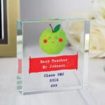 Personalised Apple for the Teacher Crystal Token: 1 - Crystal Tokens By Gift Moments