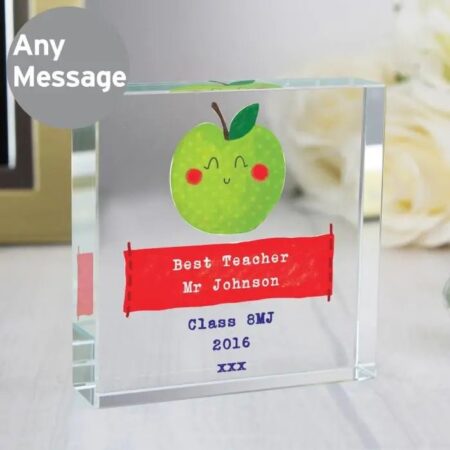 Personalised Apple for the Teacher Crystal Token: 2 - Crystal Tokens By Gift Moments