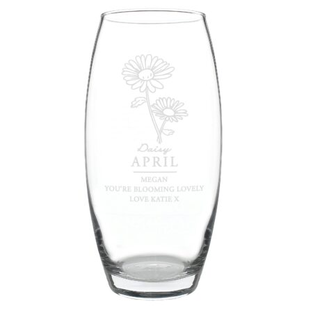 Personalised April Birth Flower Bullet Vase: 5 - Vases By Gift Moments