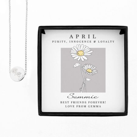Personalised April Birth Flower Necklace and Box: 5 - Necklaces By Gift Moments