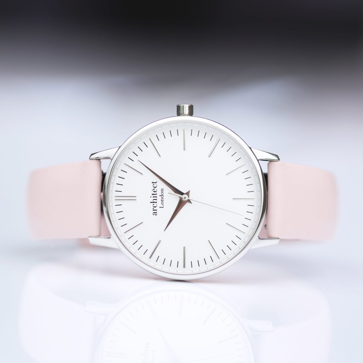 Personalised Architect Blanc Watch Silver Light Pink Strap: 4 - Watches By Architect Watches