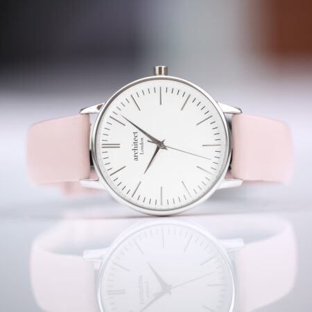Personalised Architect Blanc Watch Silver Light Pink Strap: 6 - Watches By Architect Watches