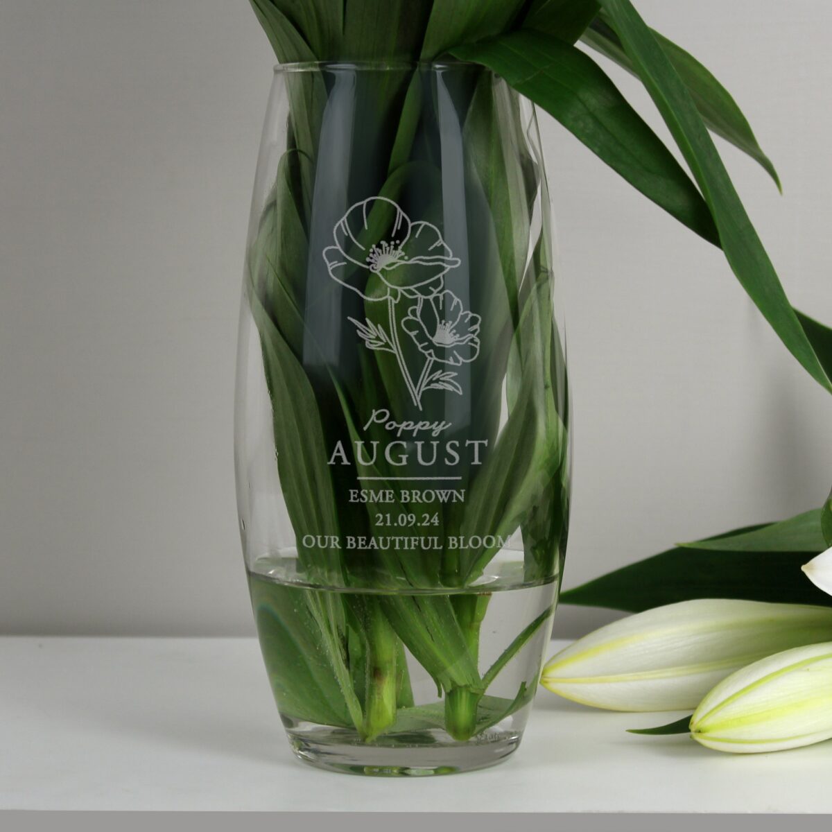 Personalised August Birth Flower Bullet Vase: 1 - Vases By Gift Moments