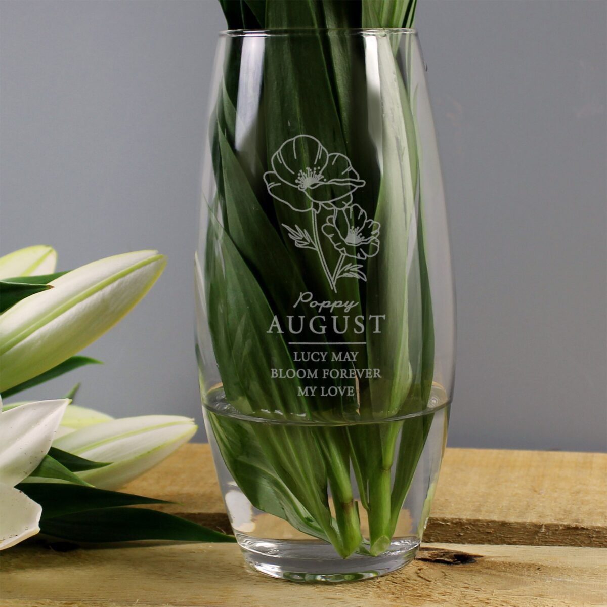 Personalised August Birth Flower Bullet Vase: 4 - Vases By Gift Moments