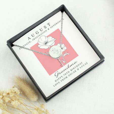 Personalised August Birth Flower Necklace and Box: 2 - Necklaces By Gift Moments