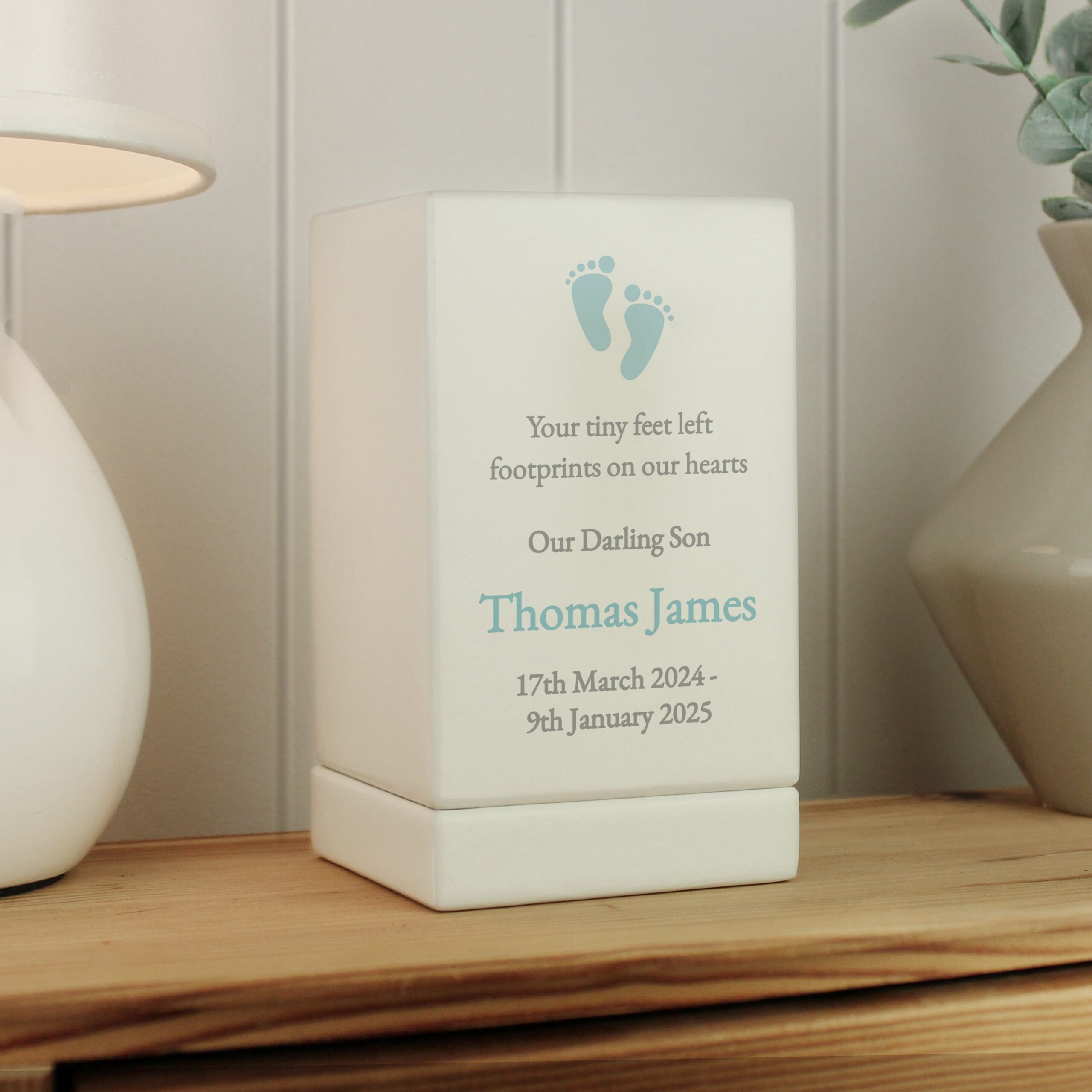 Personalised Baby Boy Small Wooden Urn: 1 - Urns By Gift Moments