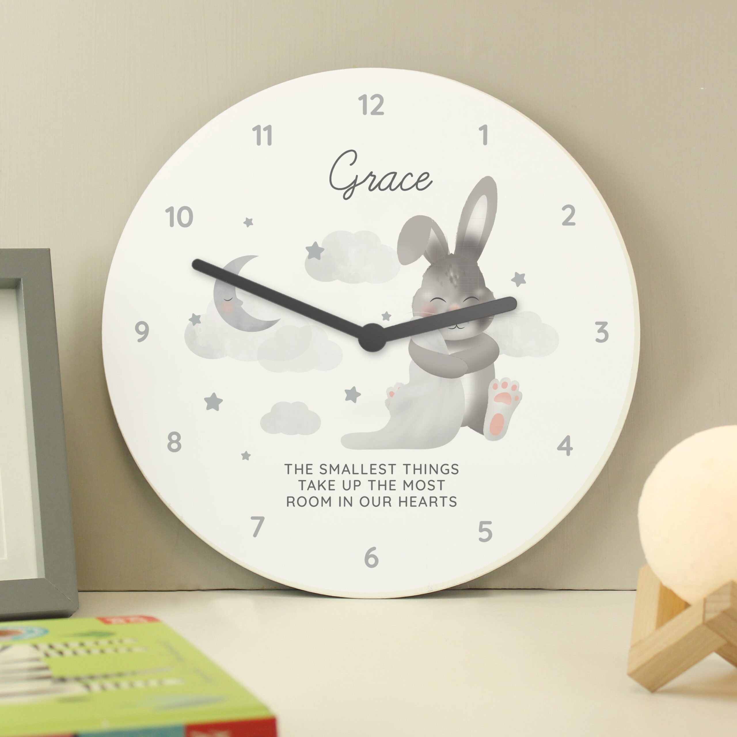 Personalised Baby Bunny Nursery Wall Clock: 1 - Clocks By Gift Moments