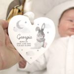 Personalised Baby Bunny Wooden Heart Decoration: 1 - Decorations By Gift Moments