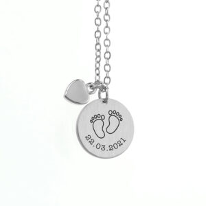 Personalised Baby Feet Matte Heart & Disc Necklaces: 5 - Necklaces By Gift Moments