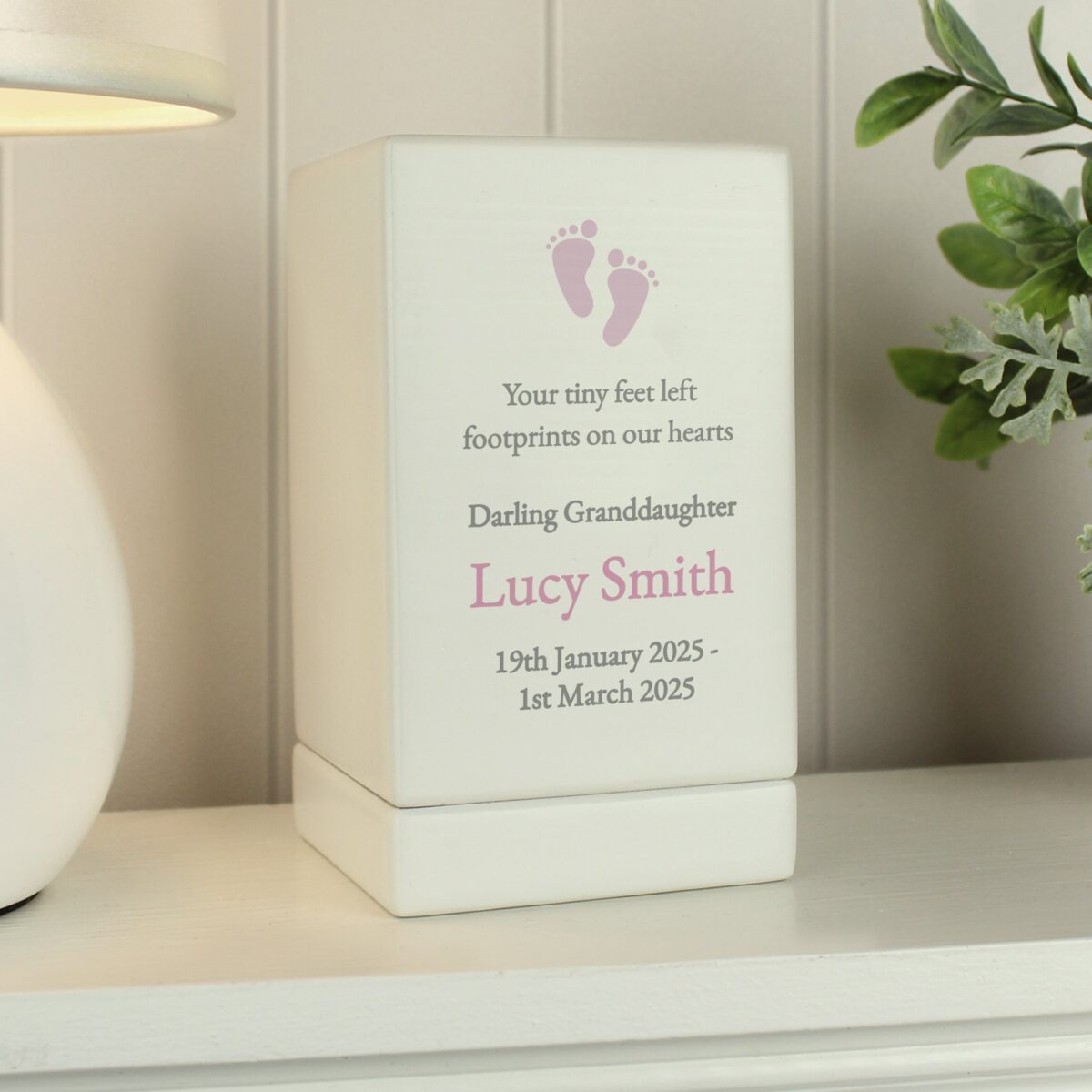 Personalised Baby Girl Small Wooden Urn: 3 - Urns By Gift Moments