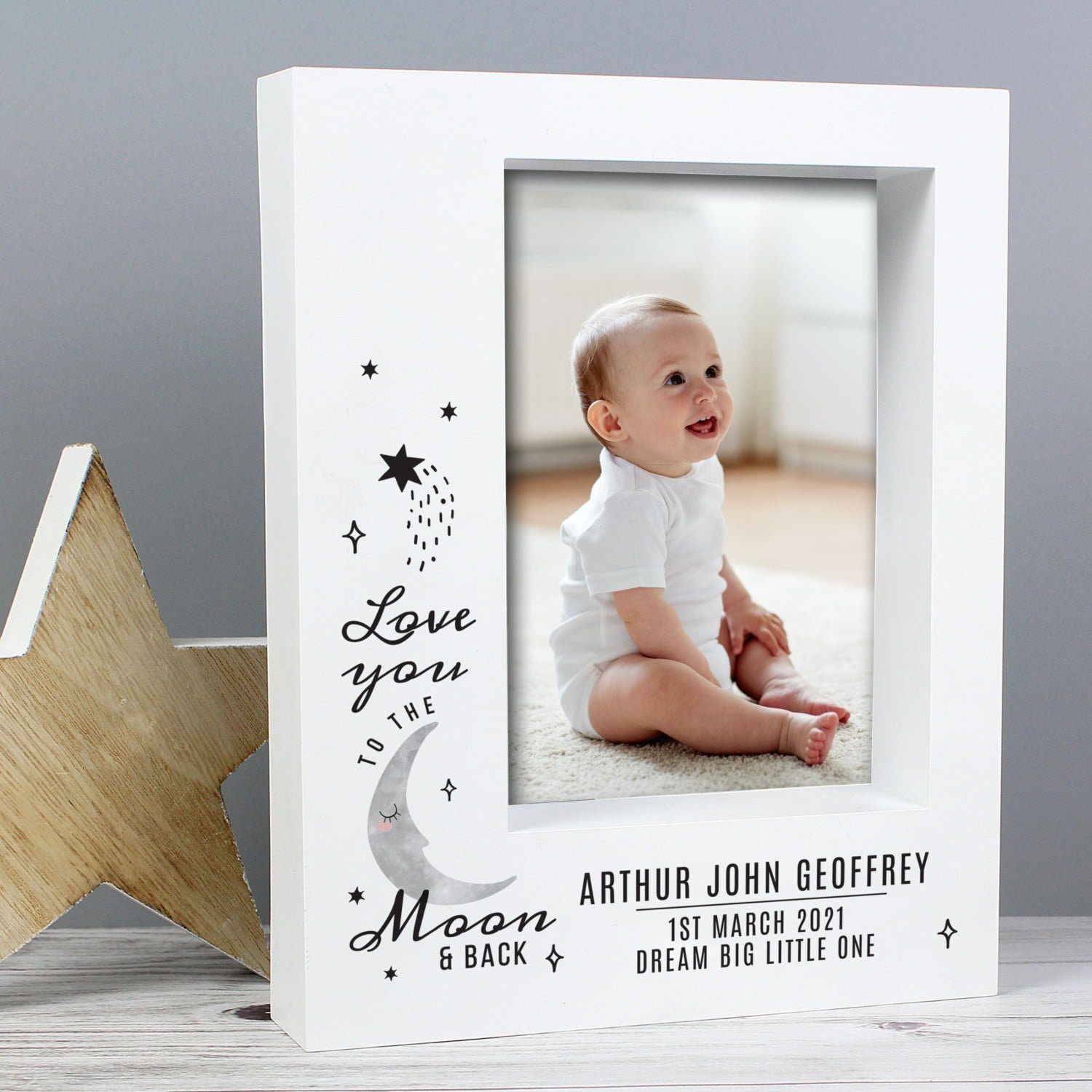 Personalised Baby To The Moon and Back 5x7 Box Photo Frame: 1 - Photo Frames By Gift Moments