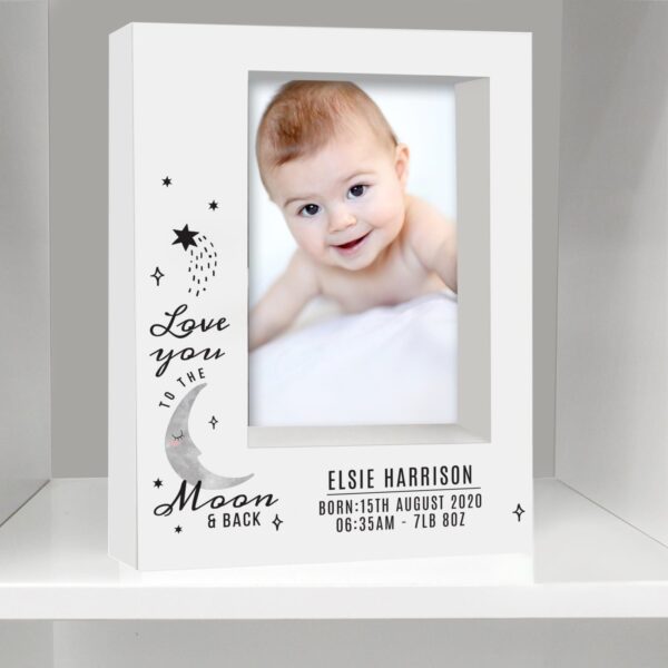 Personalised Baby To The Moon and Back 5x7 Box Photo Frame: 2 - Photo Frames By Gift Moments