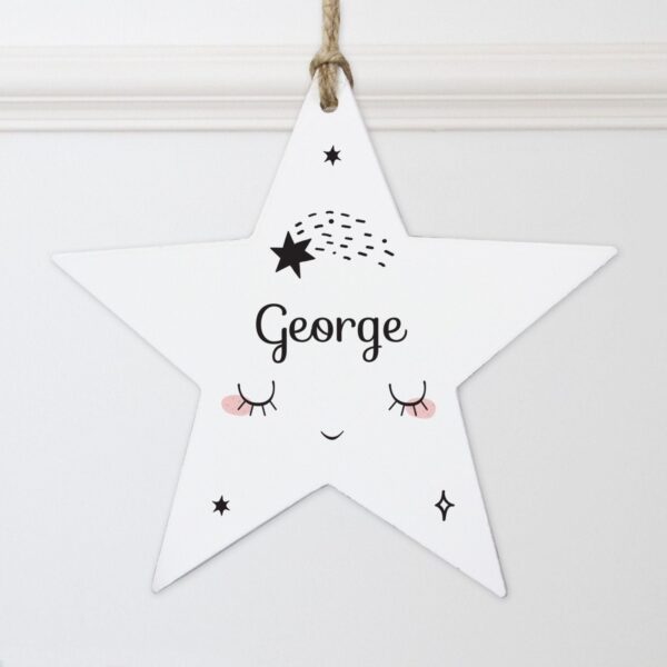 Personalised Baby Moon Wooden Star Decoration: 1 - Decorations By Gift Moments