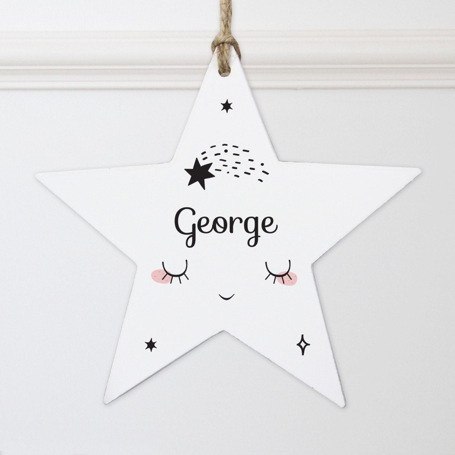 Personalised Baby Moon Wooden Star Decoration: 1 - Decorations By Gift Moments