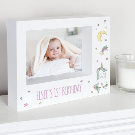 Personalised Baby Unicorn 5x7 Landscape Box Photo Frame: 6 - Photo Frames By Gift Moments